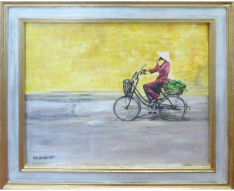 KEN DAVIS 'Hoi An', acrylic on panel, signed lower left, 63cm x 73cm, framed.