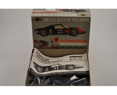 VINTAGE AURORA BATTLE ACES OF THE ROAD KIT NO 578-250 PORSCHE 904 MESSERSCHMIDT SCALE 1:25 WITH BOX AND INSTRUCTIONS APPEARS 