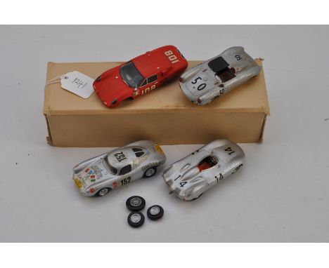 4 HAND MADE METAL PORSCHES TO INCLUDE GRAND PRIZ AND PRECISION MINIATURES SCALE 1:43 A/F