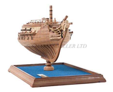 A WELL-PRESENTED 1:32 SCALE BOW SECTION MODEL FOR H.M.S. RENOWN [1749] (EX-FLAME; EX-RENOMMÉE, 1745) modelled by I. Antifieie