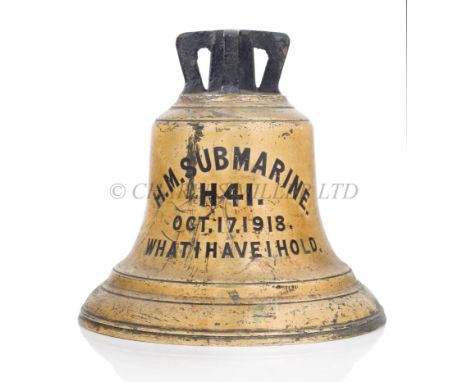 THE BELL FROM H.M. SUBMARINE H41, 1918cast in brass and lacquered, inscribed in black-filled lettering SUBMARINE. / H41. / OC