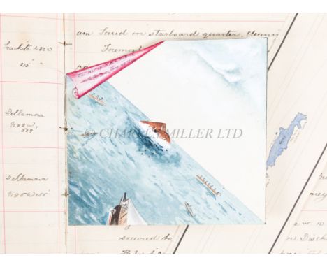 AN HISTORICALLY INTERESTING CADET LOG FOR H.M. SHIPS TRAFALGAR AND EDGAR INCLUDING AN EYEWITNESS REPORT OF THE LOSS OF H.M.S.