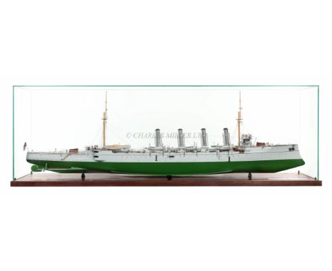 A FINELY DETAILED AND WELL-PRESENTED 1:64 SCALE BUILDER'S STYLE MODEL FOR THE 'DEVONSHIRE'-CLASS ARMOURED CRUISER H.M.S. HAMP