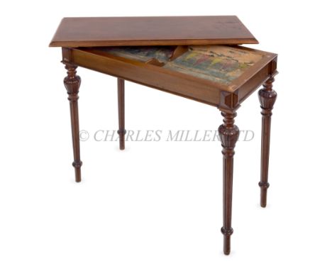 A METAMORPHIC GAMES TABLE FROM THE S.V. FAVELL, 1895the removable top revealing a backgammon compartment with central bar, on