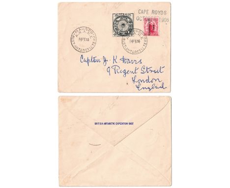 A BRITISH ANTARCTIC NIMROD EXPEDITION ENVELOPE, 1907addressed to Captain Davies in his own hand, to his London address, postm