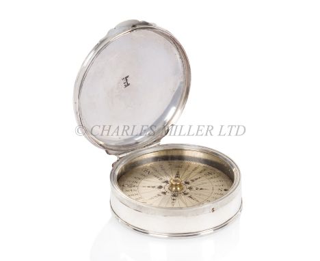 ADMIRAL EARL HOWE’S SILVER POCKET SEA COMPASS, CIRCA 1755the 2in. silvered card signed around a jewelled pivot JOHN MORGAN LO