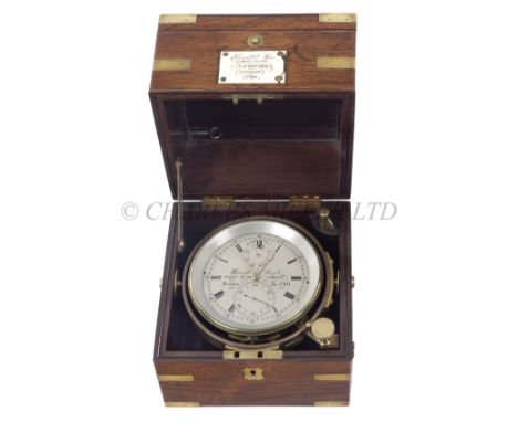Ø A TWO-DAY MARINE CHRONOMETER BY HEWITT &amp; SON, LONDON, CIRCA 1850the 4in. silvered dial signed as per title and numbered