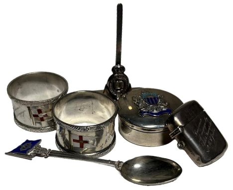 TWO SILVER SHIP’S NAPKIN RINGS, EARLY 20TH CENTURY from Elder, Dempster’s Abosso &amp; Elmina, hallmarked Sheffield, 1915 &am