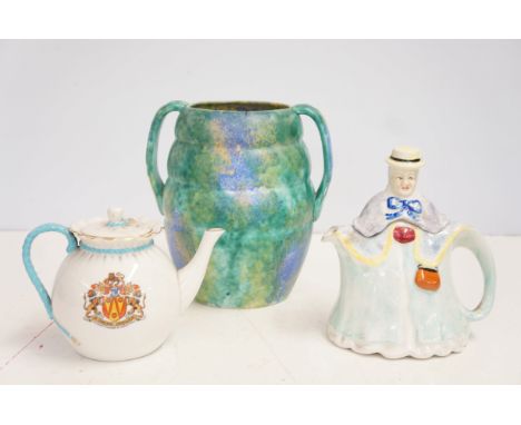 Empire ware twin handled vase, Price Kensington tea pot &amp; W H Goss teapot  
