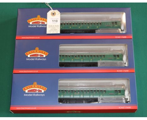 3x Bachmann Branch-Line Model Railways. A SE&amp;CR 60' Birdcage Composite Lavatory Coach Southern Railways Malachite Green (