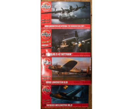 4 Airfix 1:72 scale Model Kits. All aircraft. Vickers Wellington Mk.II. Avro Lancaster B.III. Douglas C-47 Skytrain. Avro Lan