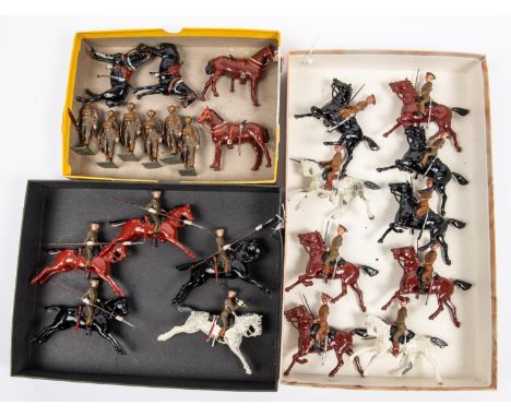 Britains Hollow cast Lead figures, Comprising of 9 British Army Mounted on 3 Black, 4 Brown And 2 white Horses, 5 British Arm