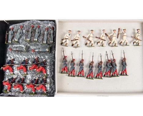 Britains Hollowcast Lead figures, Comprising of 8 Egyptians, 8 French Army, 7 Royal Navy, And 8 French North African, Maybe b