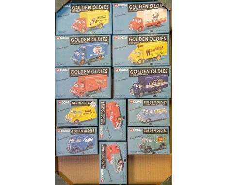 12 Corgi Golden Oldies series. 3x Bedford S Type, Spratt's, Weetabix and Lyons Swiss Rolls. 3x Thames Trader. Heinz, Ever Rea