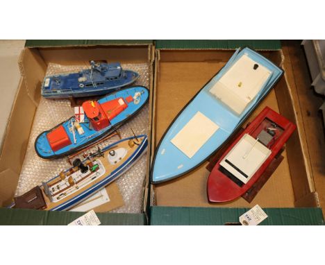 5 model boats. A Billings Waveney life boat. Motorised with twin screws. A PBR Naval motorised Naval launch. A Billings WW2 '
