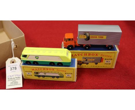 2x Matchbox Series Major Packs. M-1; BP Petrol Tanker with knobbly black plastic wheels. M-2; Bedford Tractor and York Traile