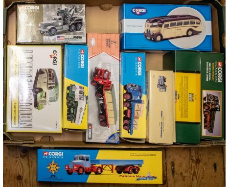 10 Corgi Classics. Including Scammell Highwayman with Dropside Trailer, P.Brown. Albion Chieftain with Semi-Trailer, London B