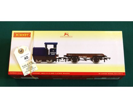 Hornby Hobbies Express Dairy Ruston &amp; Hornsby 48DS 0-4-0 diesel and flatbed wagon. (R.3943). Boxed, very minor wear. Cont