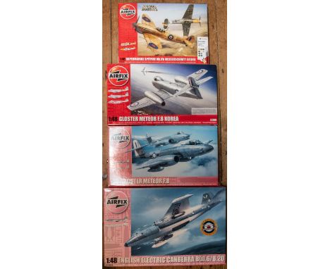 4 Airfix 1:48 scale Model Kits. All aircraft. Gloster Meteor F.8 Korea. Supermarine Spitfire &amp; Messerschmitt Bf109E. Glos