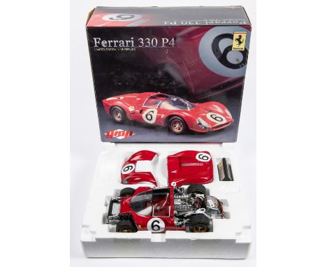 A GMP 1:18 scale model of a Ferrari 330 P4 Spyder racing car. A highly detailed model in red, RN6. Boxed with inner polystyre