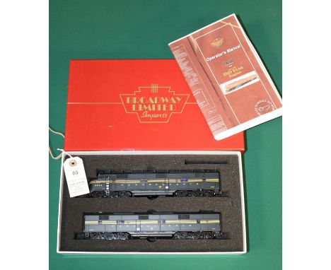 An HO Gauge Broadway Limited Imports Paragon 1 Series (729) Pennsylvania Railroad E7A/E7B box set of 2x Co-Co diesel locomoti