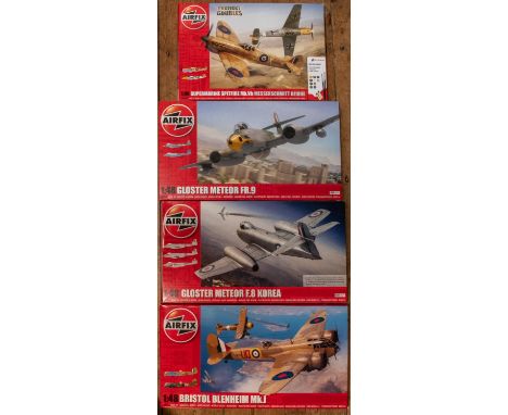 4 Airfix 1:48 scale Model Kits. All aircraft. Bristol Blenheim Mk.1. Gloster Meteor F.8 Korea. Supermarine Spitfire Mk.Vb &am