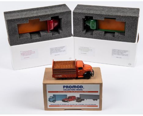 3 Scale Model Trucks. A white metal Promod Collectors Model Ford Thames bottle float, 'Cantrell &amp; Cochrane Club Orange in