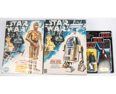 Star Wars vintage carded Emperor Palpatine on a 70 back Tri - Logo card. Also a Denys Fisher R2D2 model kit from 1978 , Unuse