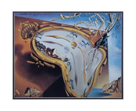 Salvador Dali Color Lithograph "Melting Watch". Unsigned. Good condition. Measures 16" x 20", frame measures 18-1/2" x 23". S