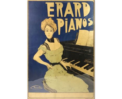 Maurice Biais, French (1875-1926) "Erard Pianos" Original Antique Poster. Labelled "Gde Imp. Art que J. Minot 34 Rue des Maty