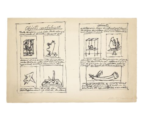 ALBERTO GIACOMETTI (1901-1966)Objets mobiles et muets (Lust 1; Kornfeld 124) Lithograph, 1952, on watermarked Marais wove pap