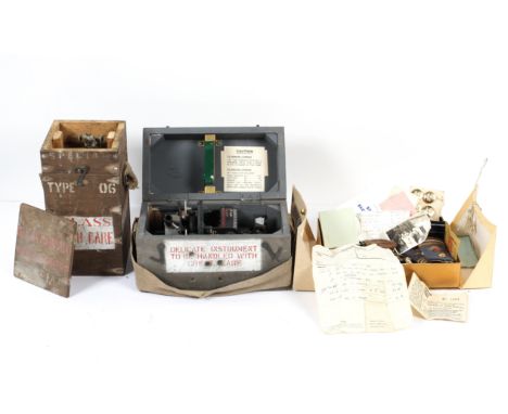 Two WWII flight instruments and ephemera, the first, a handheld steering compass,Type 06, marked Type 06S, AFT, No. 6717 H, s