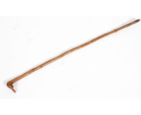 Boer War Prisoner Interest: a walking cane carved with a snake finial and inscribed St Helena/POW 1900, 90cm long