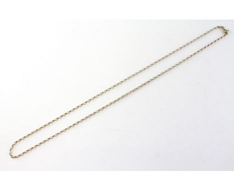 A yellow metal 24 inch belcher chain, bolt ring clasp. Hallmarked 9ct gold, London, 1979. 5.6 grams