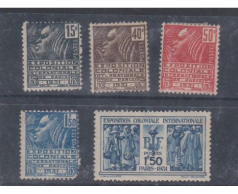 France 1930 International Colonial Exhibition S.G. 488-492 m/m set. Cat £78