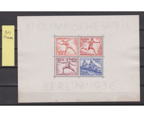 Germany 1936-Summer Olympics-Berlin- SG MS 613b u/m miniature sheet Michel block (6)-cat value £150