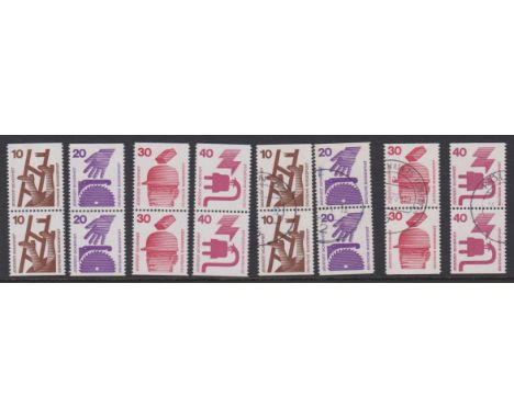 Germany 1974 Accident Prevention definitive imperf top edge and bottom edge pairs u/m and FU S.G. 1597a, 1598a, 1600b and 160