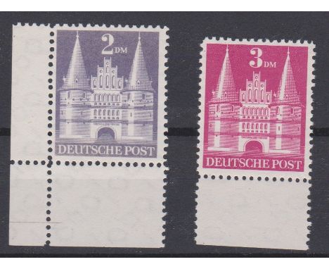 Germany-Allied Occupation-British and US Zones 1948-50-SG A133a 2dm type V Michel 98II u/m SG A134a 3dm type V Michel 99II u/