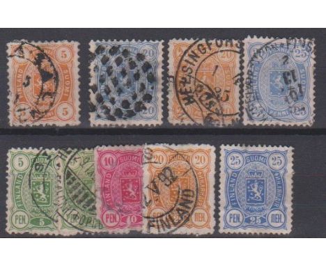 Finland 1875-1889 definitives including S.G. 82, 87, 102, 103 used and S.G. 148-150 used, 151 m/m. Cat £30