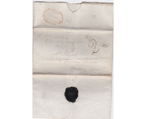 Great Britain 1825 - Postal History-folded letter headed Barnards Inn 4.3.1825 posted to Finsbury Square manuscript 2 over 2 