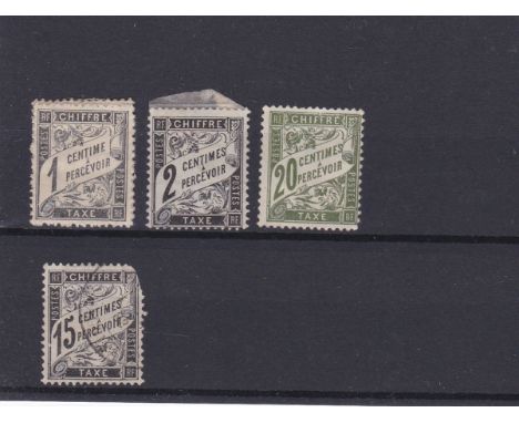 France 1882 Postage due S.G. D279-D280, D300 m/m and S.G. D285 used. Cat £96