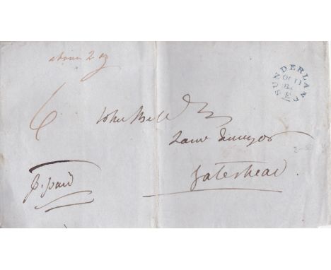 Great Britain 1884 - Postal History-folded package posted to Gateshead, manuscript Pre-paid blue Oct 11th 1884 Sunderland can