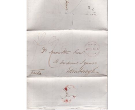 Great Britain 1834 - folded letter dated 15.4.1834 Carlisle posted to Edinburgh manuscript paid and red paid April 16th 1834 