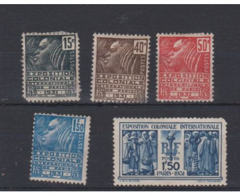 France 1930 International Colonial Exhibition S.G. 488-492 m/m set. Cat £78
