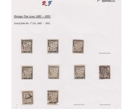France 1882-1892-Postage due-SG D280-D281,D285 m/m-SGD279,D283,D284 used D286 D287 used-SGP288 40c not valued damaged-cat Val