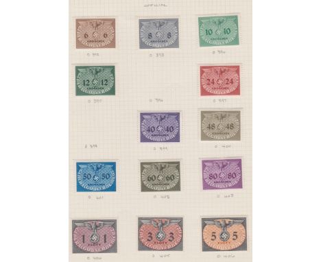Germany Occupation Issues-Poland 1940-41-Collection of m/m and used officials and 2 definitives on (2) pages-cat value £44