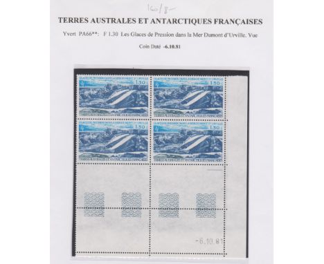 French Southern and Antarctic Territories 1981-93-Collection of (13) pages with u/m corner blocks of (4) mainly of Antarctic 