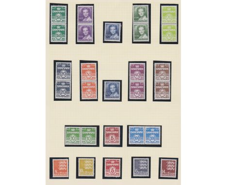 Denmark 1933-1984-Collection of u/m stamps many as pairs neatly mounted on (4) pages