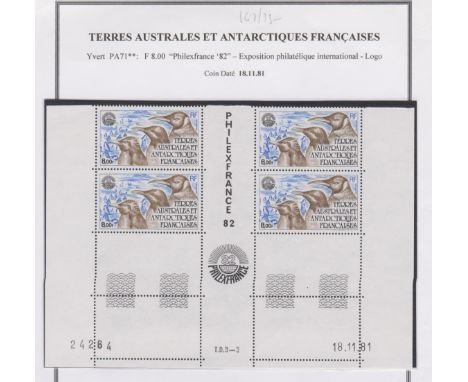 French Southern and Antarctic Territories 1982-Air Philex France 82 int-stamp Exhibition Paris-SG167 u/m block of (4)-SG167 8