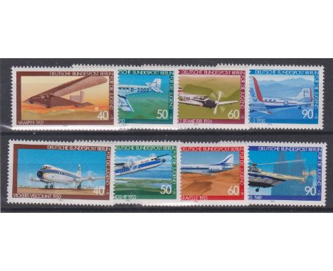 Germany West Berlin 1979-80 Youth Welfare - Aviation History 2nd series S.G. B567-B570, 3rd series S.G. B589-B592 both u/m se
